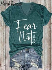 Women’s Fear Not Isaiah 41:10 Christian Printed Cotton T-Shirt