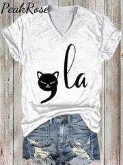 Women’s Funny Cat Camara Printed Cotton T-Shirt