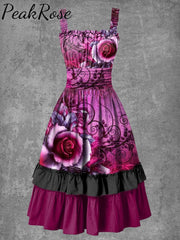 Women’s Gothic Halloween Rose Suspender Dress