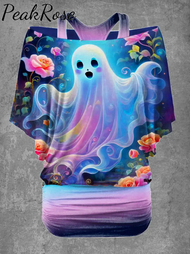 Women’s Halloween Ghost Print Casual Two-Piece Top