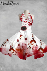 Women’s Halloween Horror Print Sleeveless Dress