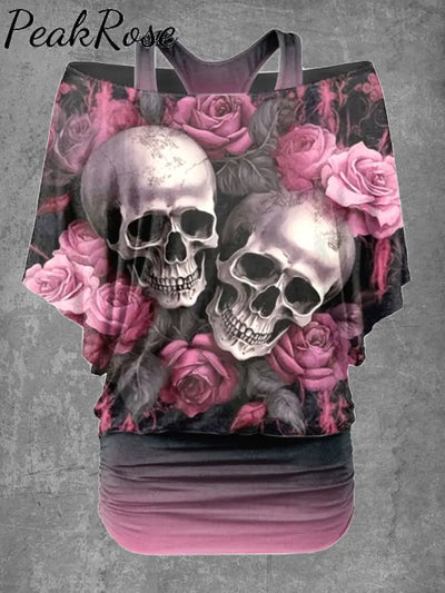 Women’s Halloween Skull Print Casual Two-Piece Top