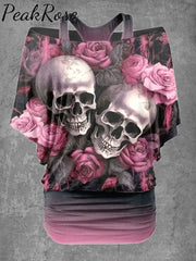 Women’s Halloween Skull Print Casual Two-Piece Top As Picture / S