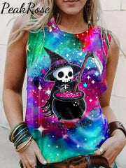 Women’s Halloween Spooky Art Illustration Print Casual Tank Top