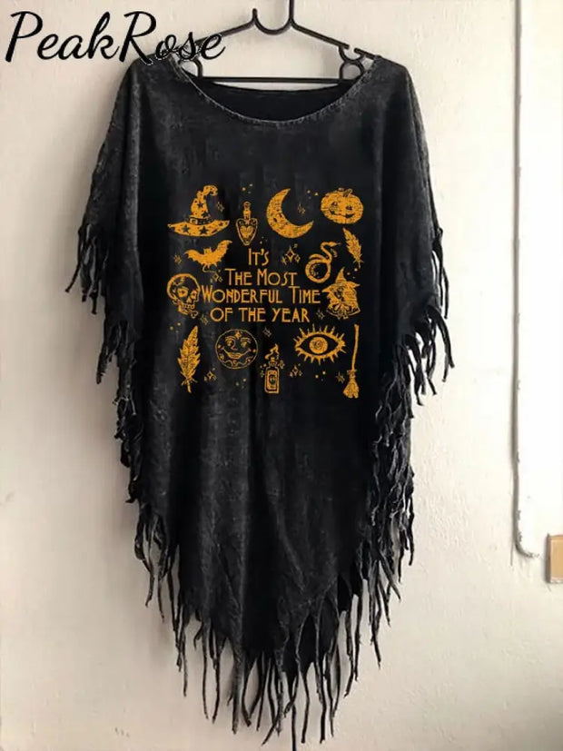 Women’s It’s The Most Wonderful Time Of Year Halloween Fringe Tunic Black / S Hot Sell