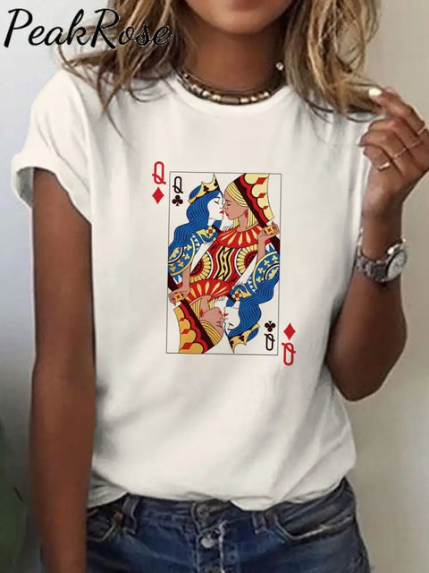 Women’s Rainbow Love Lesbian Playing Cards Art T-Shirt Colorful / S Hot Sell