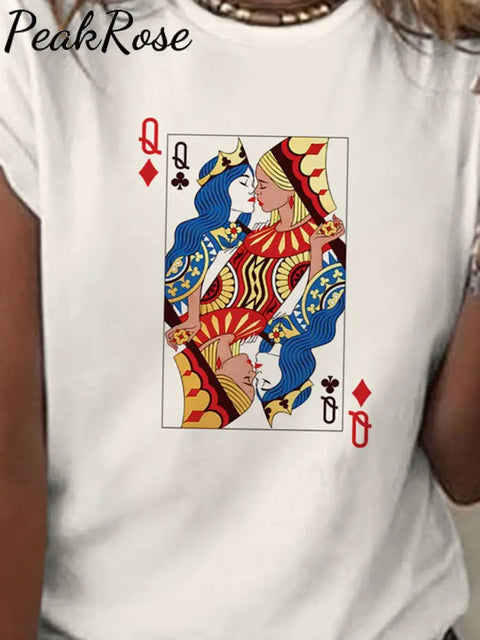 Women’s Rainbow Love Lesbian Playing Cards Art T-Shirt Hot Sell