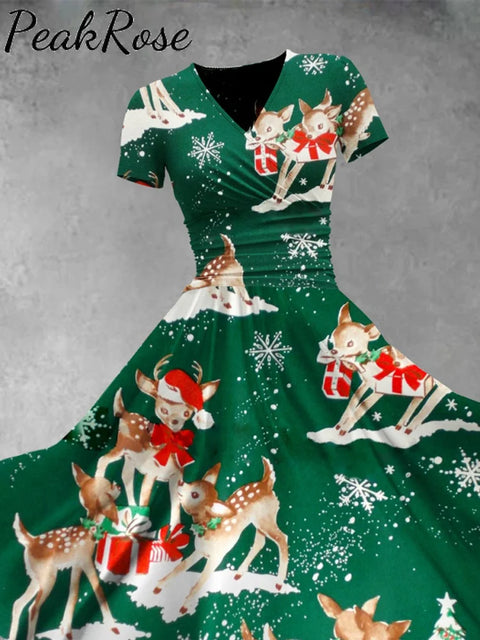 Women’s Retro Christmas Print Casual Dress