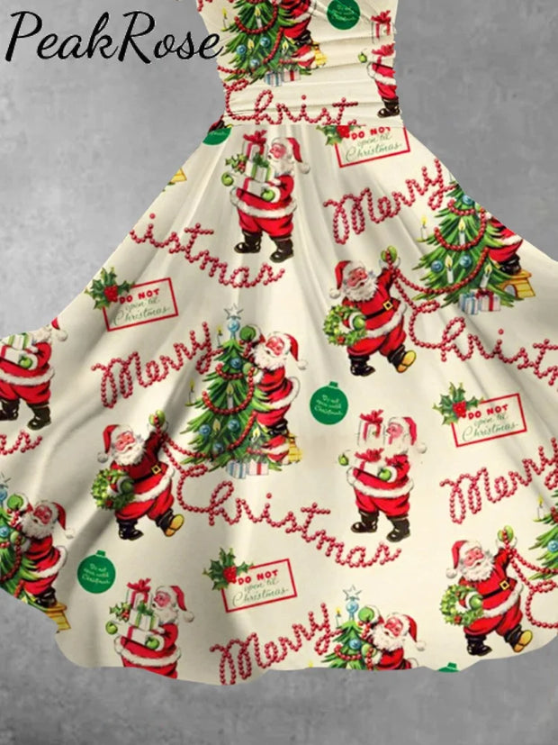 Women’s Retro Christmas Santa Print Casual Dress