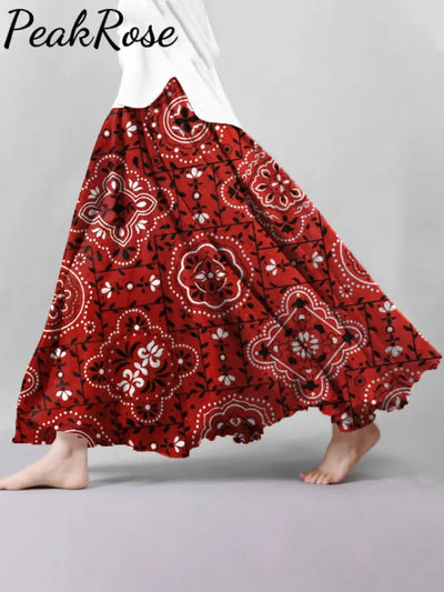 Women’s Retro Textured Print Skirt As Picture / S