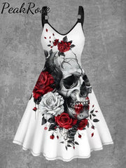 Women’s Skull Print Sexy Suspender Mini Skirt As Picture / S