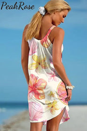 Women’s Summer Hawaiian Floral Print Casual Beach Dress