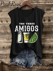 Women’s The Three Amigos Cinco De Mayo Print Vest Black / S Hot Sell