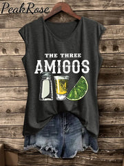 Women’s The Three Amigos Cinco De Mayo Print Vest Dark Grey / S Hot Sell