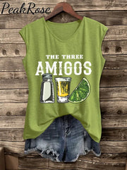 Women’s The Three Amigos Cinco De Mayo Print Vest Green / S Hot Sell