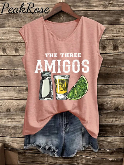 Women’s The Three Amigos Cinco De Mayo Print Vest Pink / S Hot Sell