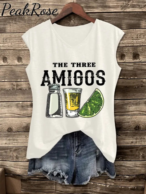 Women’s The Three Amigos Cinco De Mayo Print Vest White / S Hot Sell