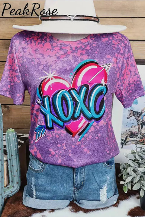 Xoxo Heart Arrow Bleached T-Shirt T-Shirt