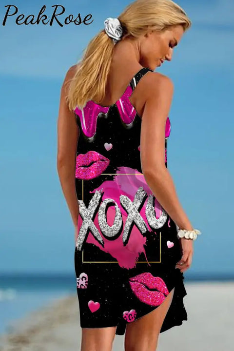 Xoxo Print Beach Sleeveless Dress