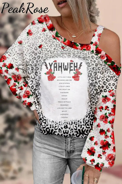 Yahweh Christian Jesus Bible Print Off-Shoulder Blouse