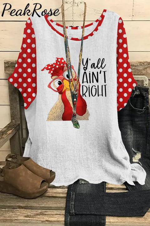 Y’all Ain’t Right Funny Animals Printed Dolman Sleeves Tee S / Photo Color