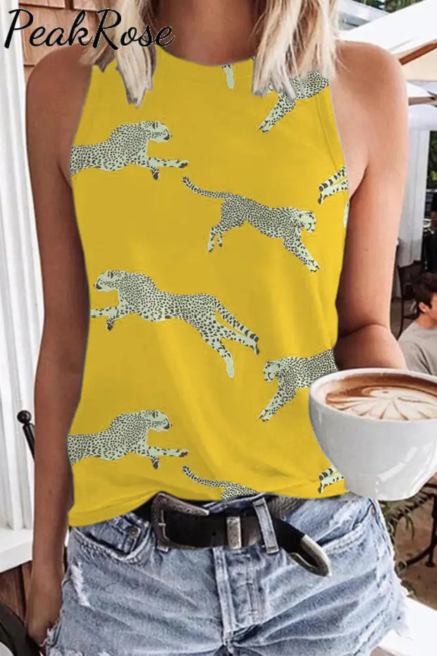 Yellow Cheetah Print Tank Top