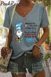 You Are Making A Difference So Keep Being Print Tie-Dye V Neck T-Shirt Grey / S T-Shirt