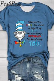 You Are Making A Difference So Keep Being Print V Neck T-Shirt Blue / S T-Shirt