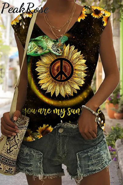 You Are My Sunshine Hippie Art Tank Top S / Black V-Neck