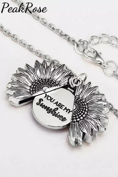 You’re My Sunshine Sunflower Locket Pendant Necklace