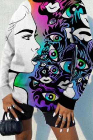 Graffiti-Böses-Blick-Langarm-Sweatshirt