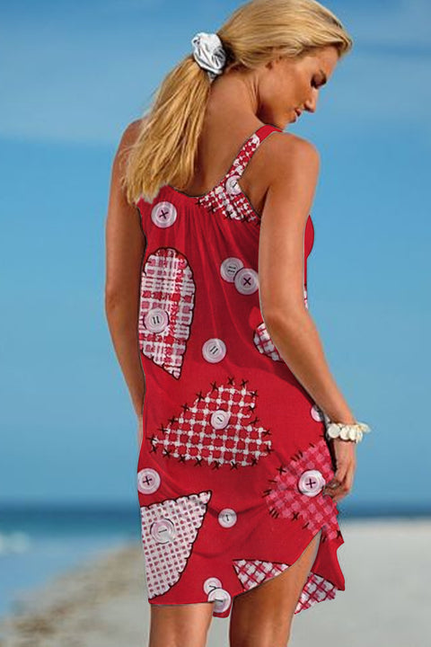 Love Heart Red Beach Sleeveless Dress