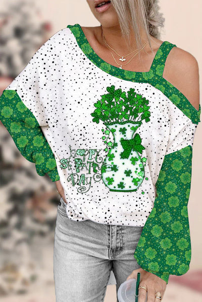 St. Patrick's Day Off-shoulder Blouse