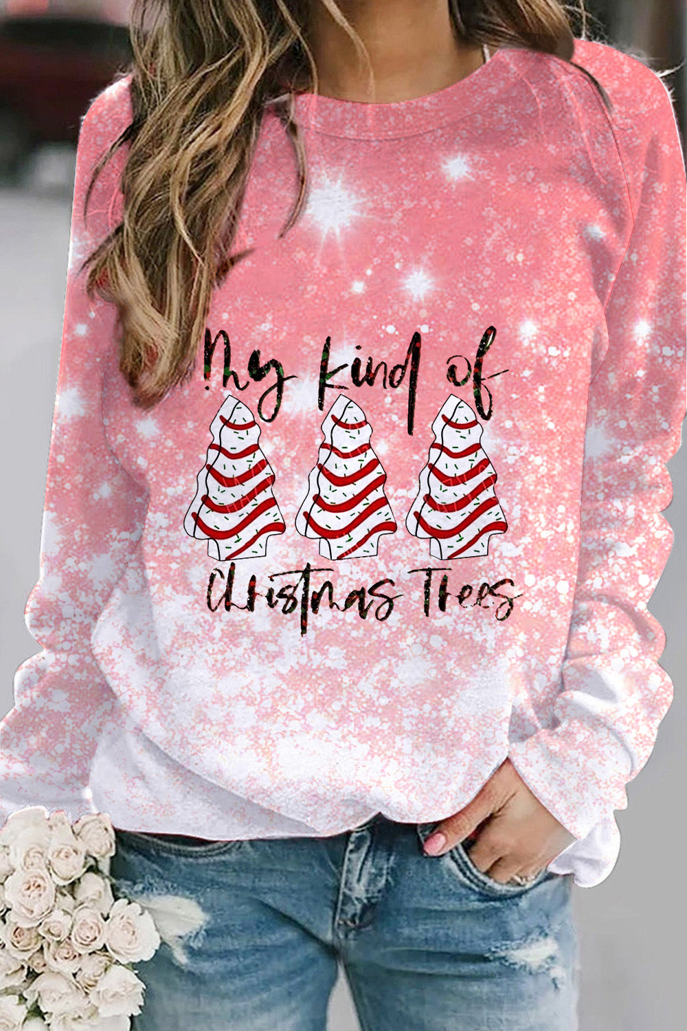 Pink Glitter My Kind Of Christmas Trees Sweatshirt