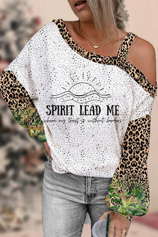 Spirit Lead Me Christian Leopard Print Off-Shoulder Blouse