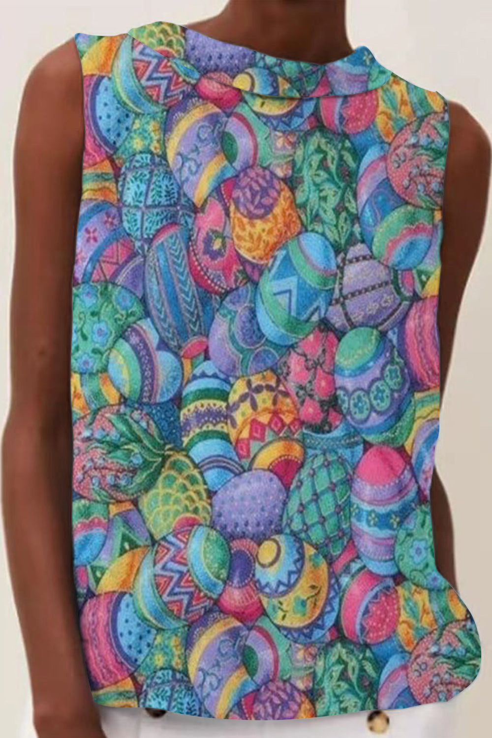 Happy Easter Day Colorful Eggs High Neck Tank