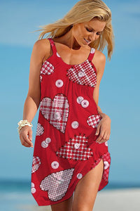 Love Heart Red Beach Sleeveless Dress