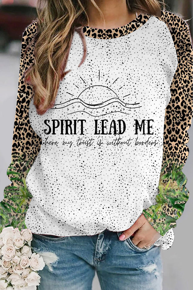 Spirit Lead Me Christian Leopard Print Sweatshirt