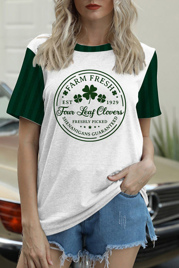 Farm Fresh Four Leaf Clovers Est 1929 Round Neck T-shirt