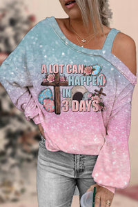 A Lot Can Happy In 3 Days Easter Eggs Off-Shoulder Blouse