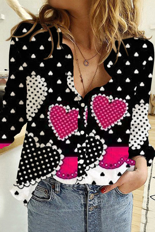 Love Polka Dots Heart Long Sleeve Shirt