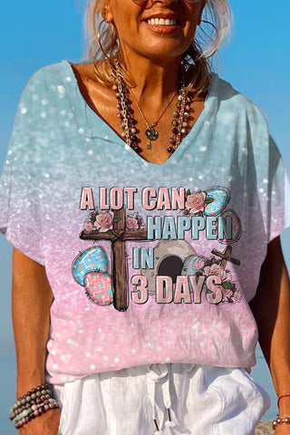 A Lot Can Happy In 3 Days Easter Eggs Dolman Sleeves Tee