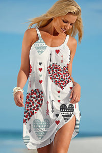 Love Heart Pattern Beach Sleeveless Dress