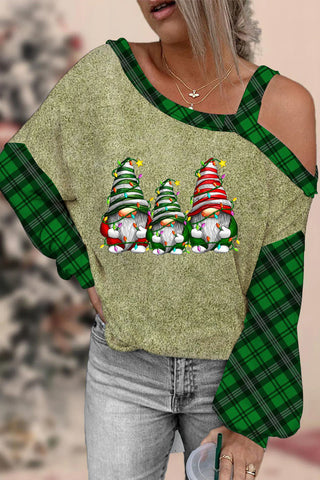 Plaid Christmas Gnome Bluse