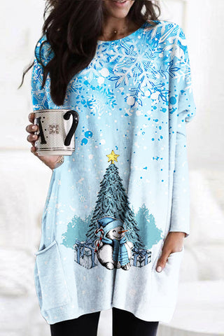 Christmas Snowman Tunic With Two Pockets