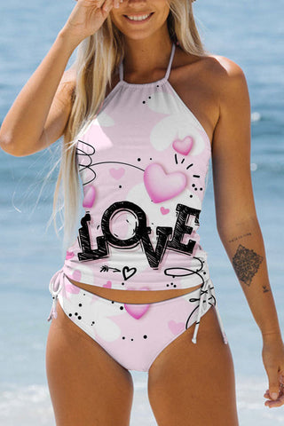 Pink Love Heart Bikini Swimsuit