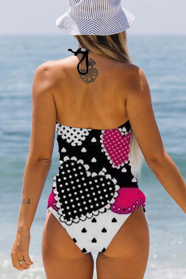 Love Polka Dots Heart Bikini Swimsuit