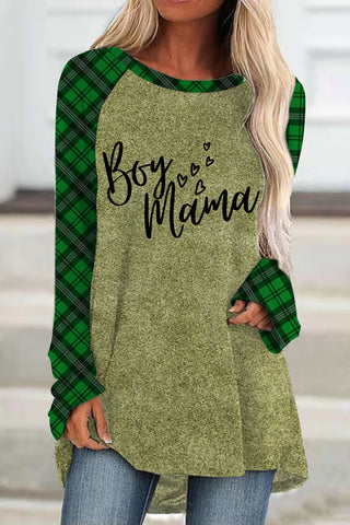 Boy Mama Green Plaid Loose Tunic