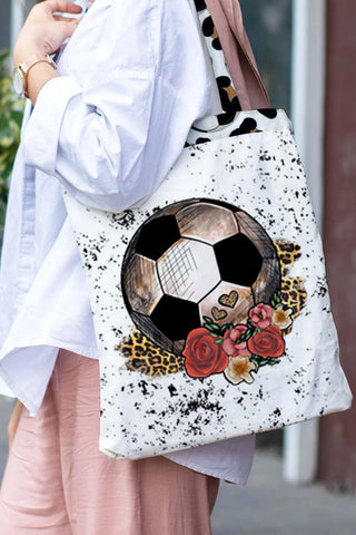 Soccer Rose Leopard Print Tote Bag
