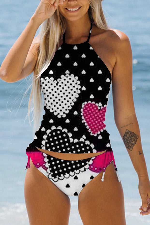 Love Polka Dots Heart Bikini Swimsuit